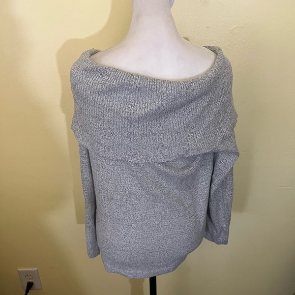 Croft & Barrow Gray Off-the-Shoulder Sweater Knit Casual - Picture 5 of 6
